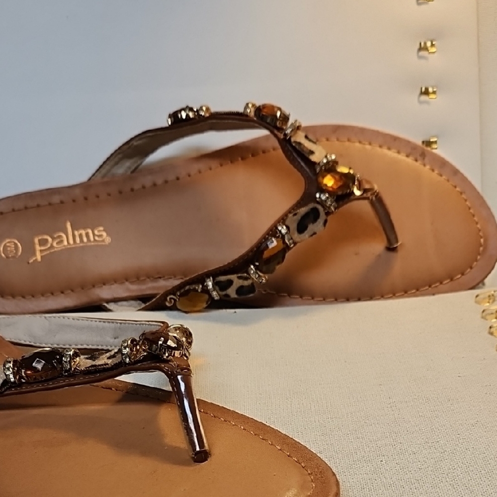 Palms Brown Embellished Women's Sandals